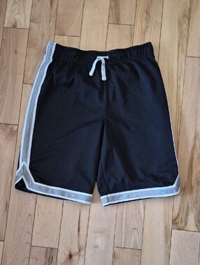 Boys Size 10/12 Oshkosh Black Athletic Mesh Shorts with White Trim